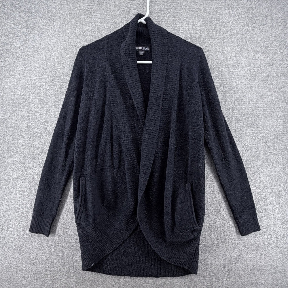 Barefoot Dreams Cozychic Lite Open Cardigan Sweater Women Sz XS/S Black Pockets
